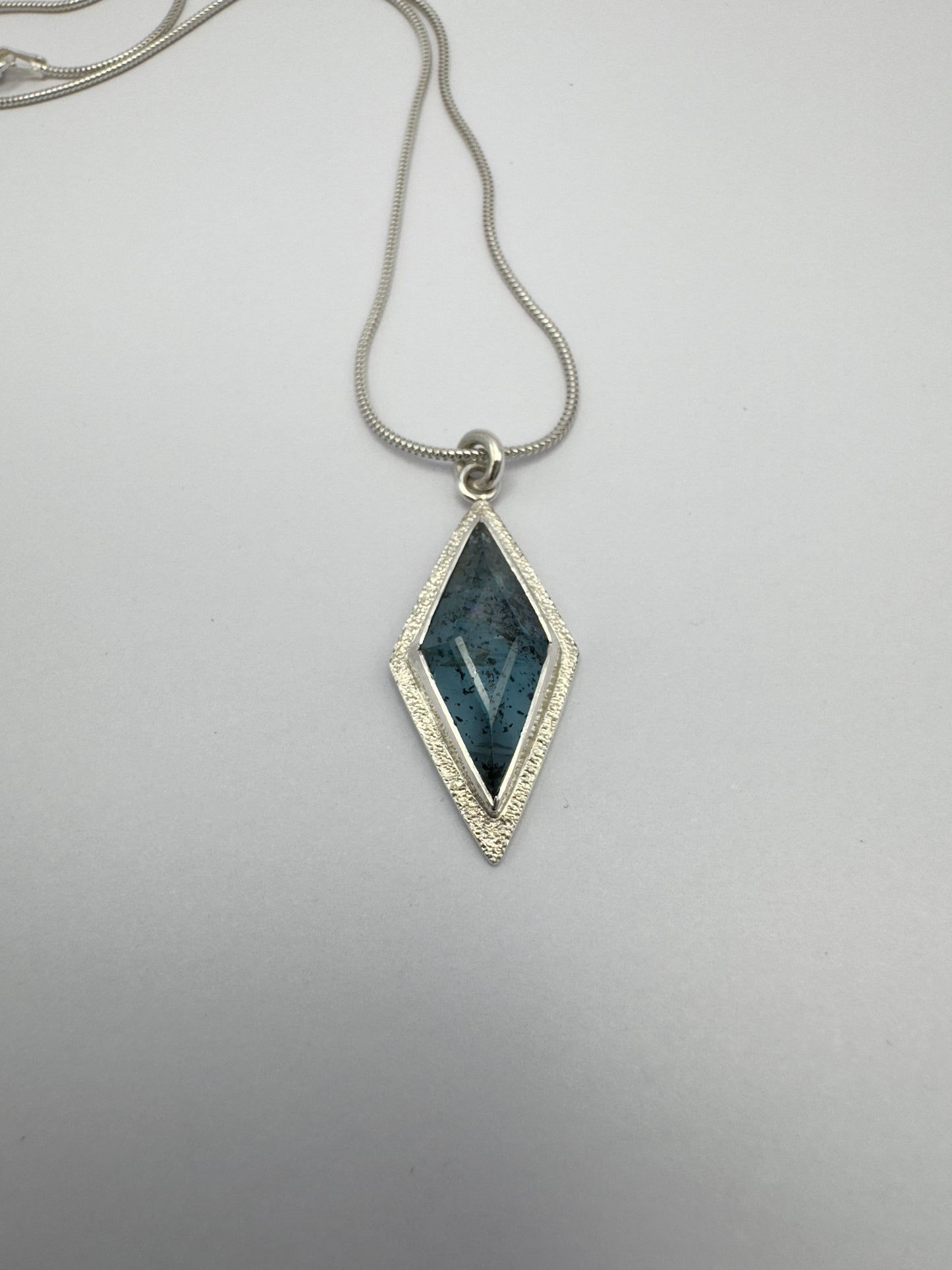 Elegance in Teal: Kyanite Necklace in Sterling and Fine Silver