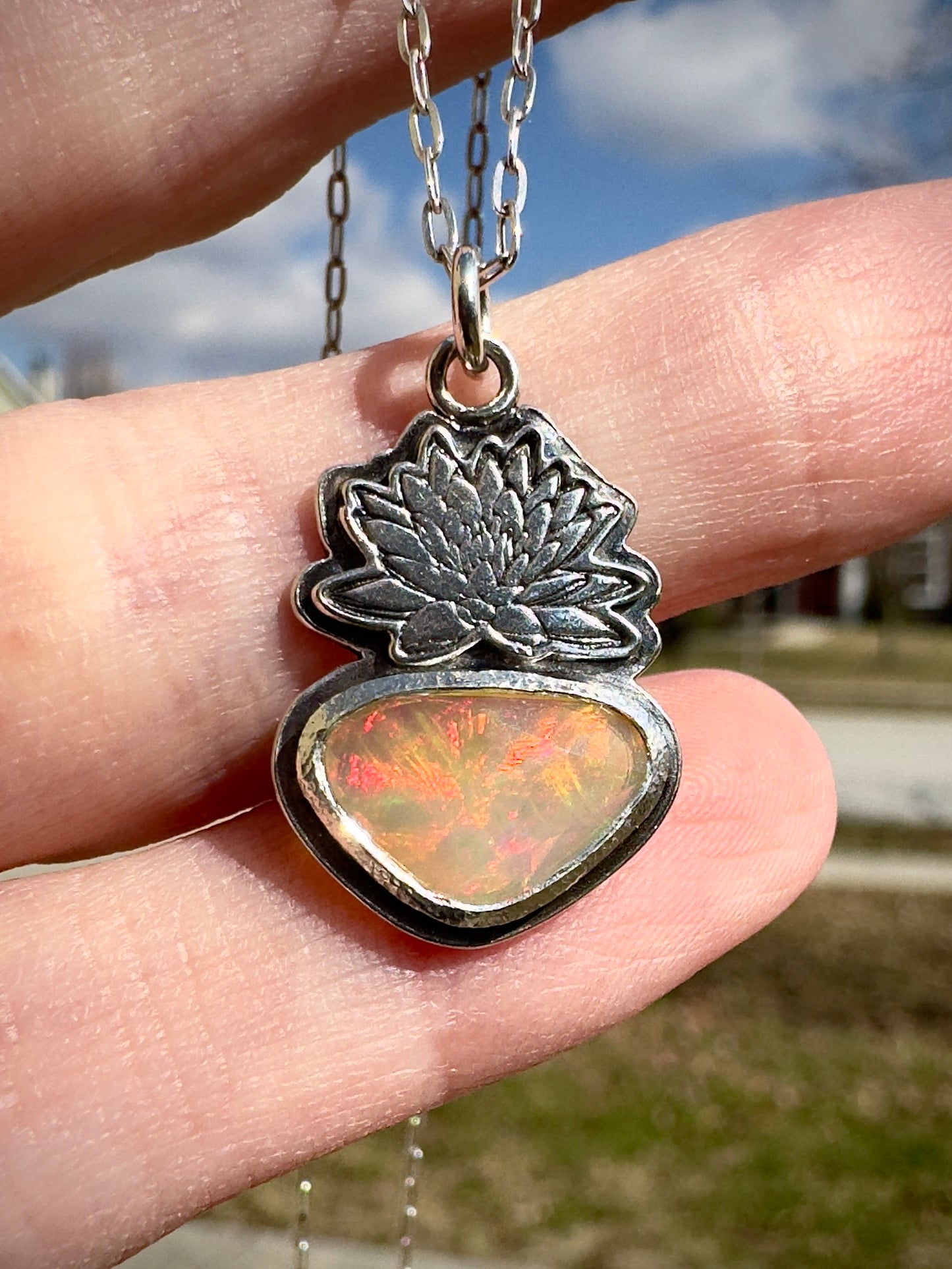 Water Lily Opal Bloom Pendant