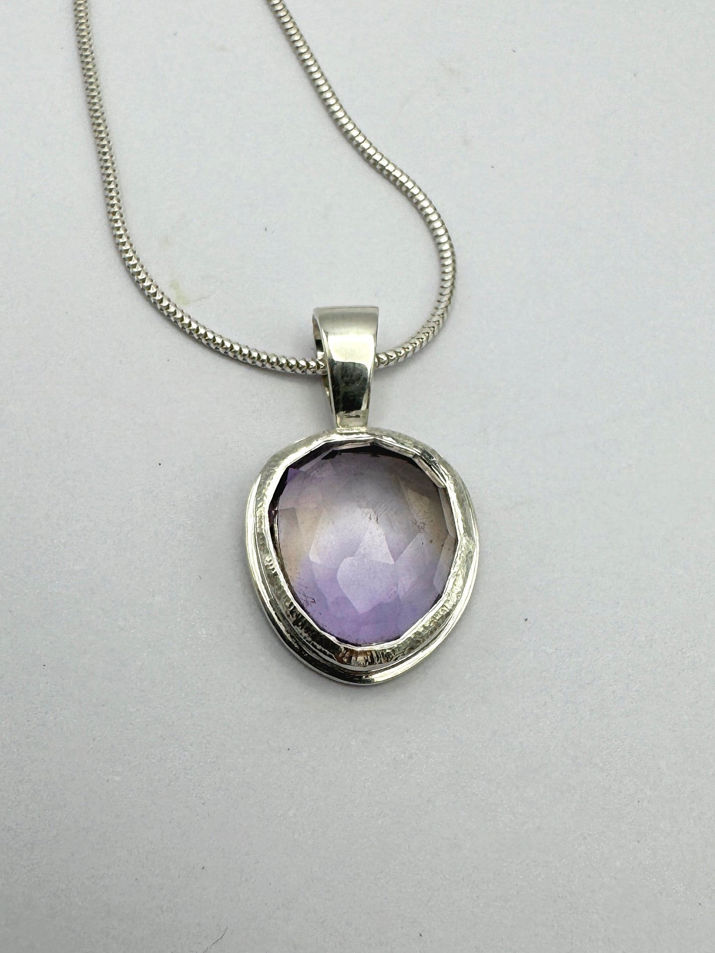 Rose Cut Ametrine Necklace in Sterling and Fine Silver
