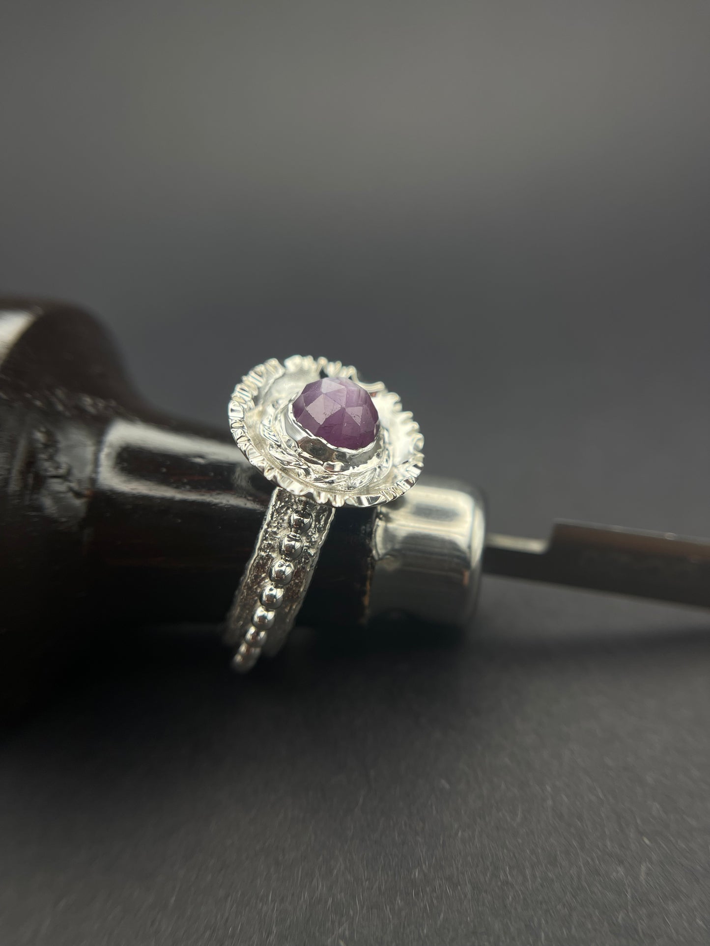 Pink Sapphire Sterling Silver Statement Ring