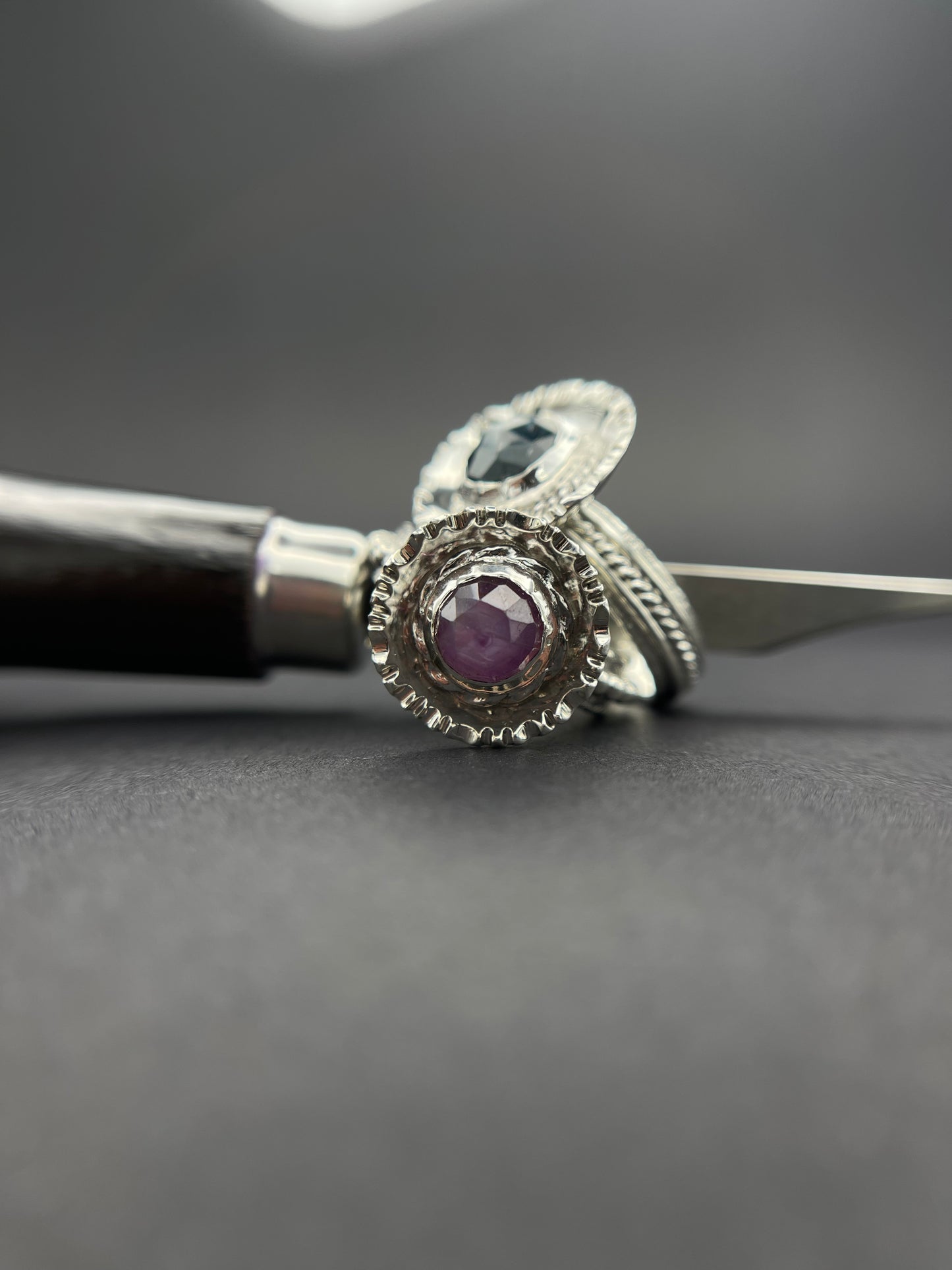 Pink Sapphire Sterling Silver Statement Ring