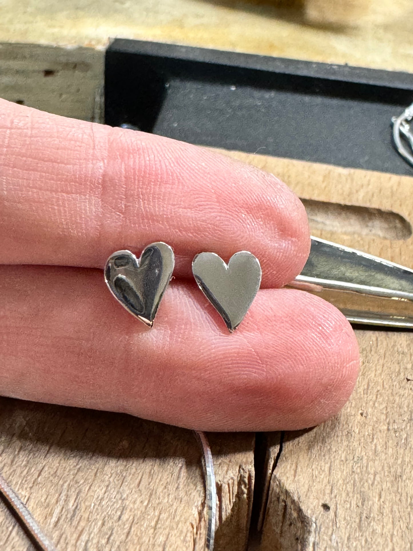 Heart Shaped Solid Sterling Silver Stud Earrings