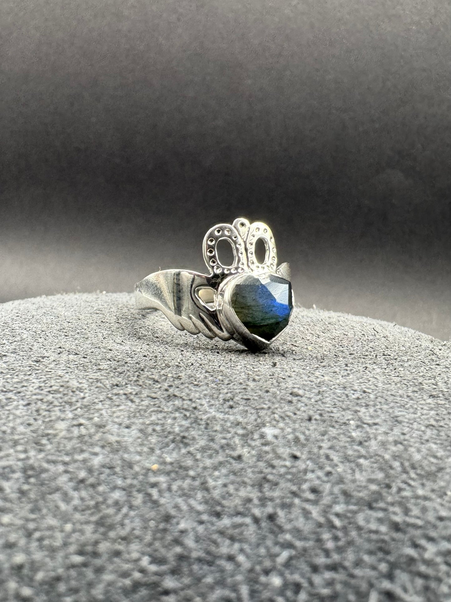 Blue Labradorite Claddagh Ring