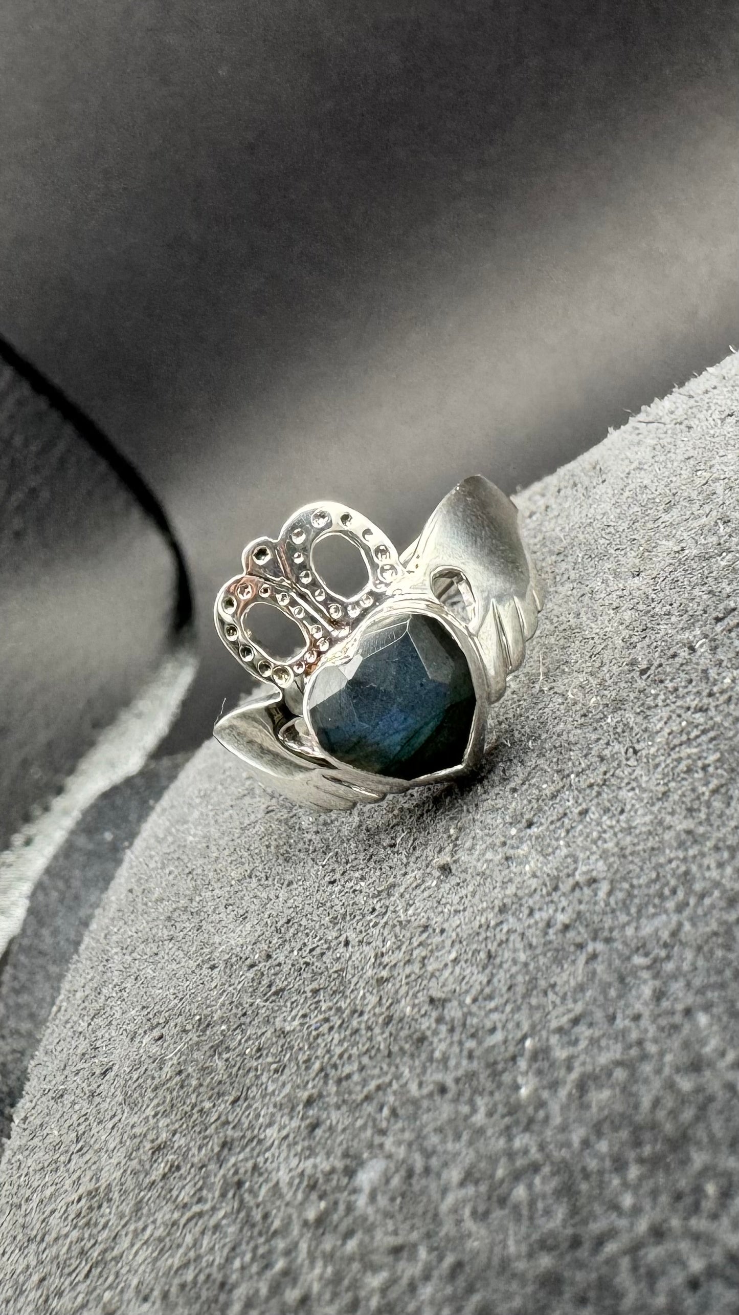 Blue Labradorite Claddagh Ring