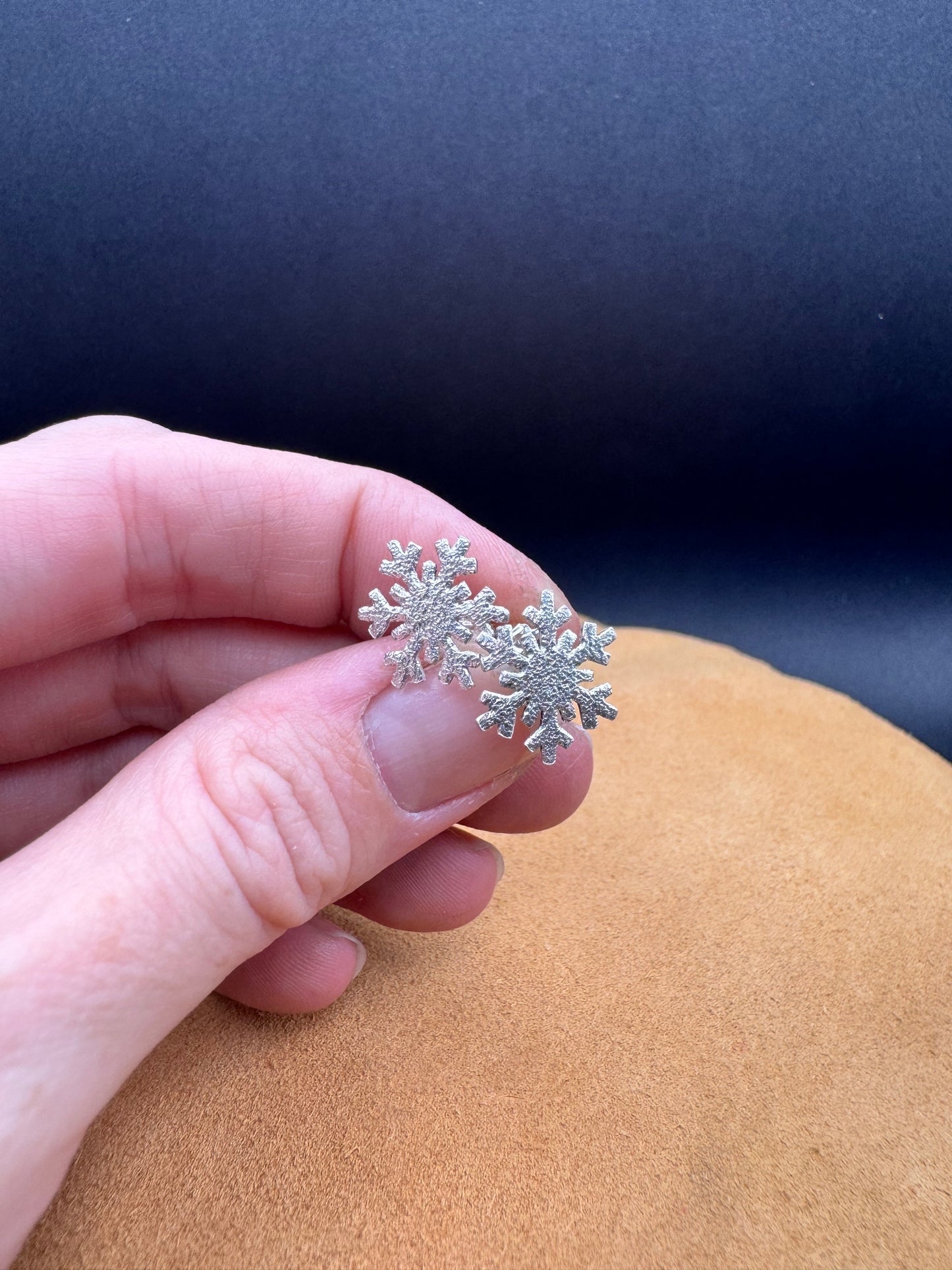 Sterling Silver Snowflake Stud Earrings
