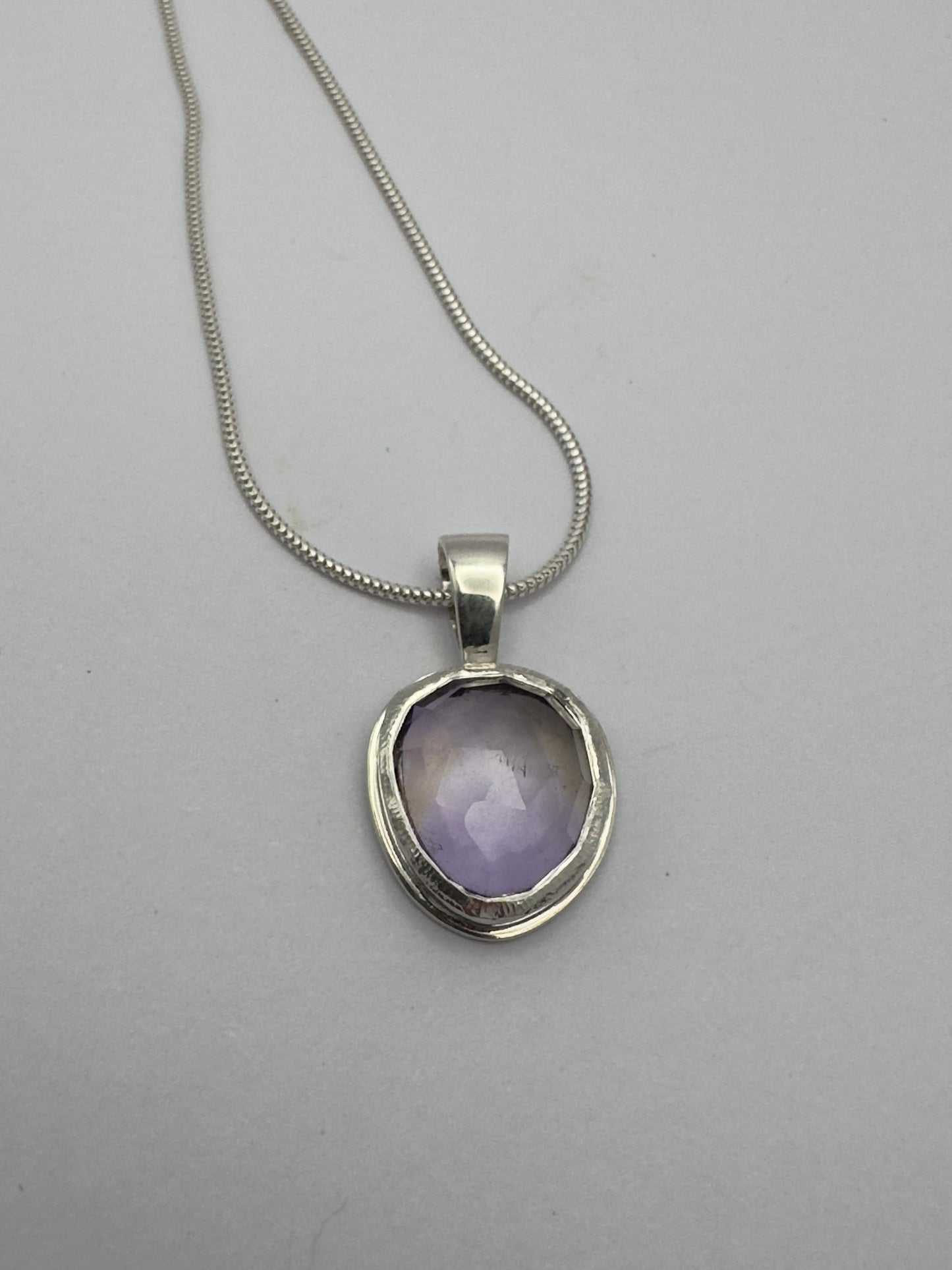 Rose Cut Ametrine Necklace in Sterling and Fine Silver