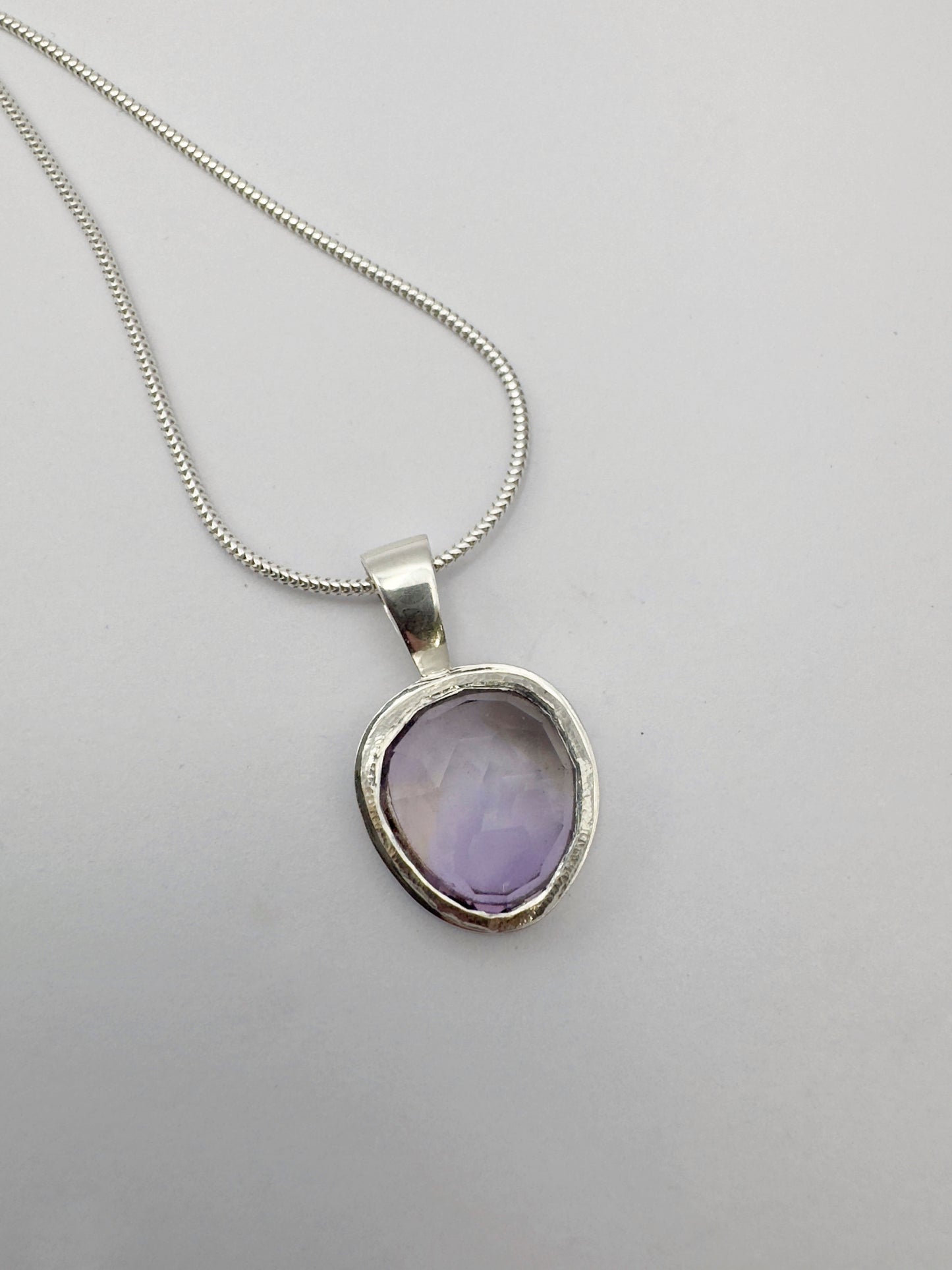 Rose Cut Ametrine Necklace in Sterling and Fine Silver