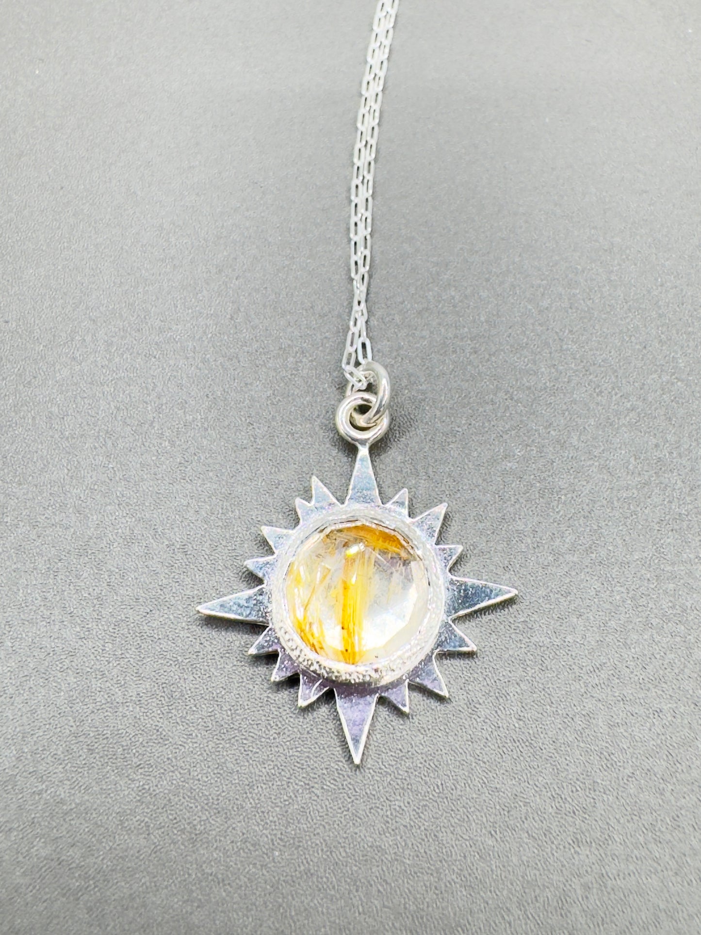 Rutilated Quartz Sterling Silver Eclipse Pendant