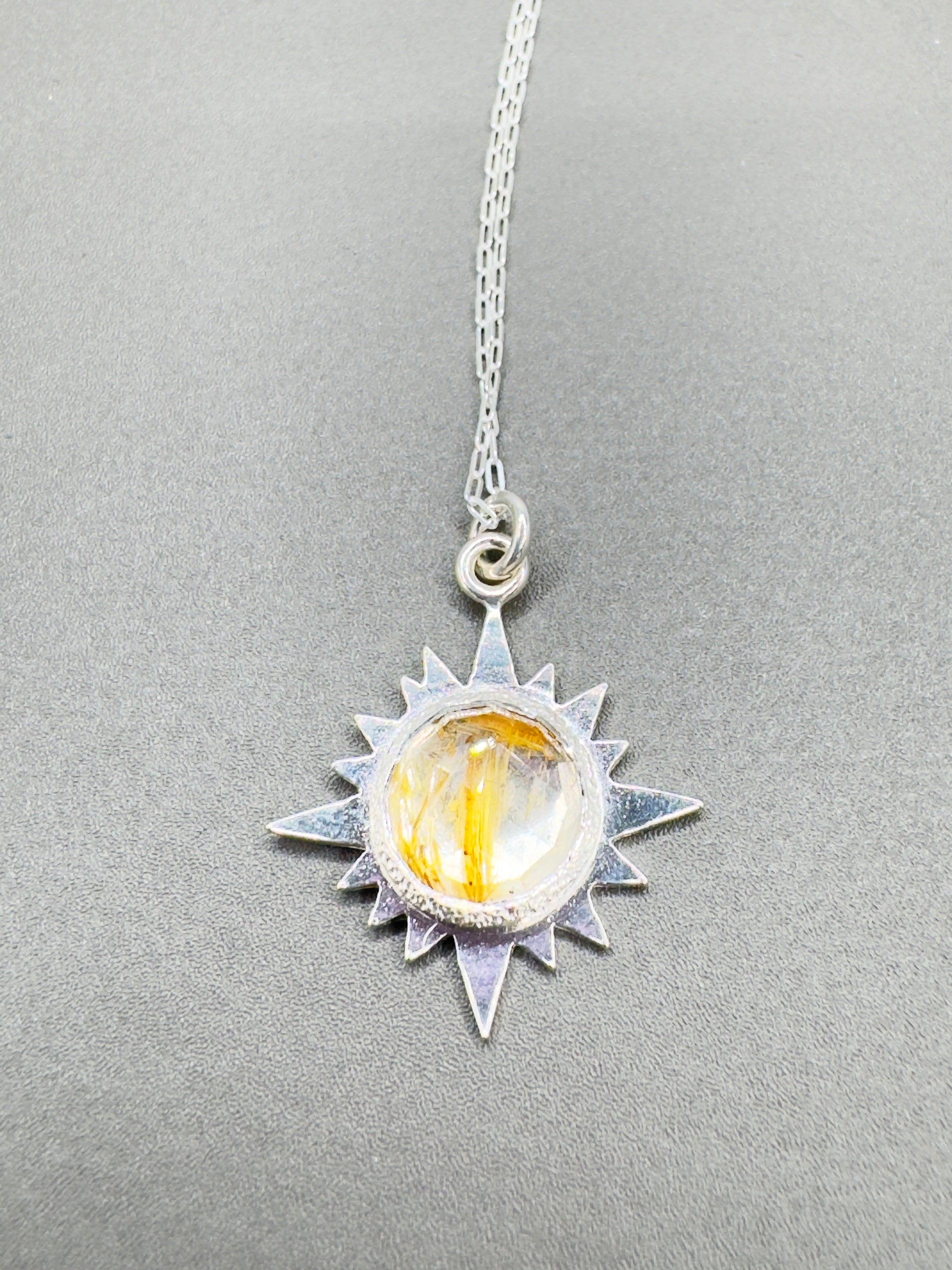 Rutilated Quartz Sterling Silver Eclipse Pendant