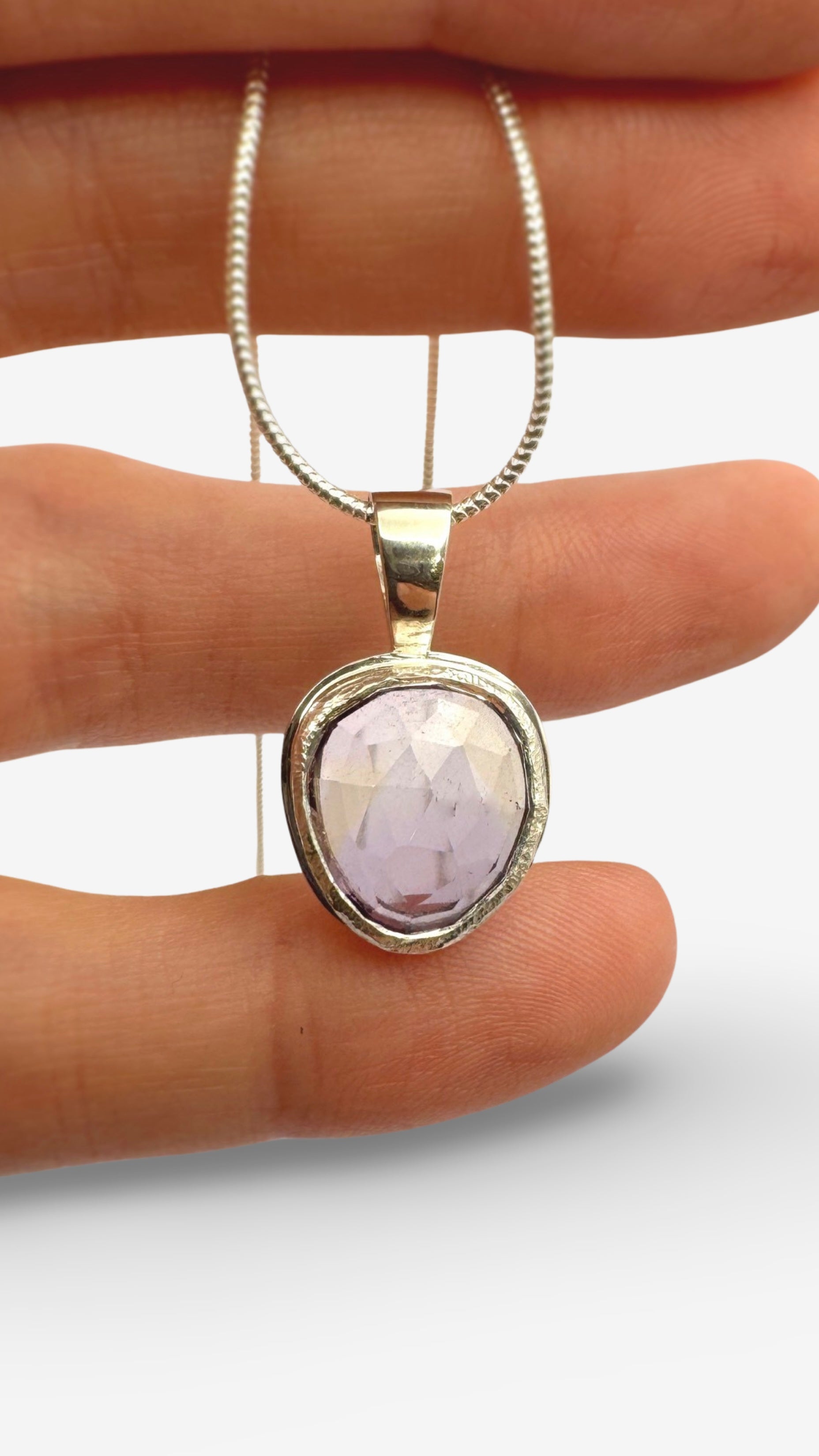 Rose Cut Ametrine Necklace in Sterling and Fine Silver