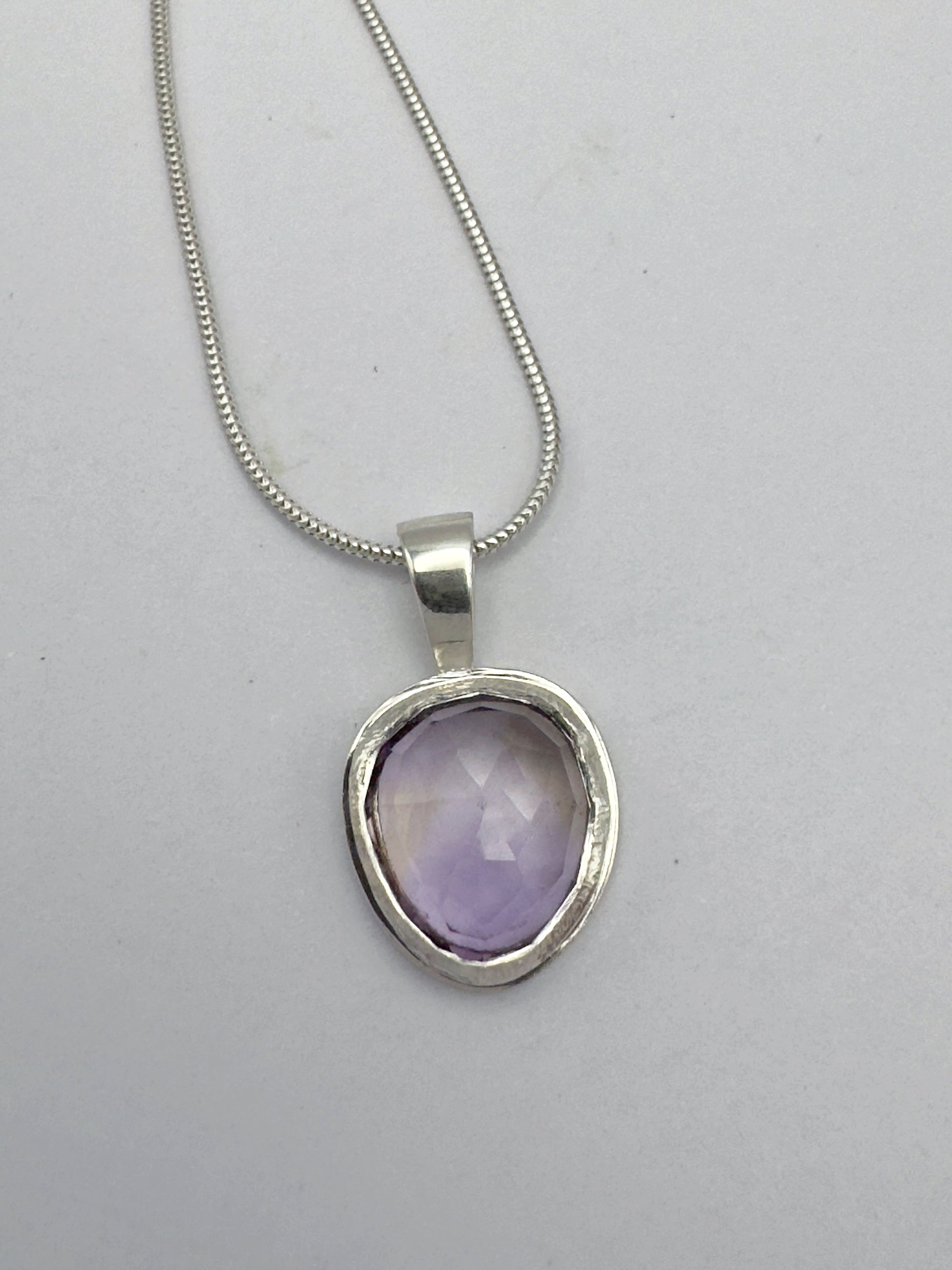 Rose Cut Ametrine Necklace in Sterling and Fine Silver