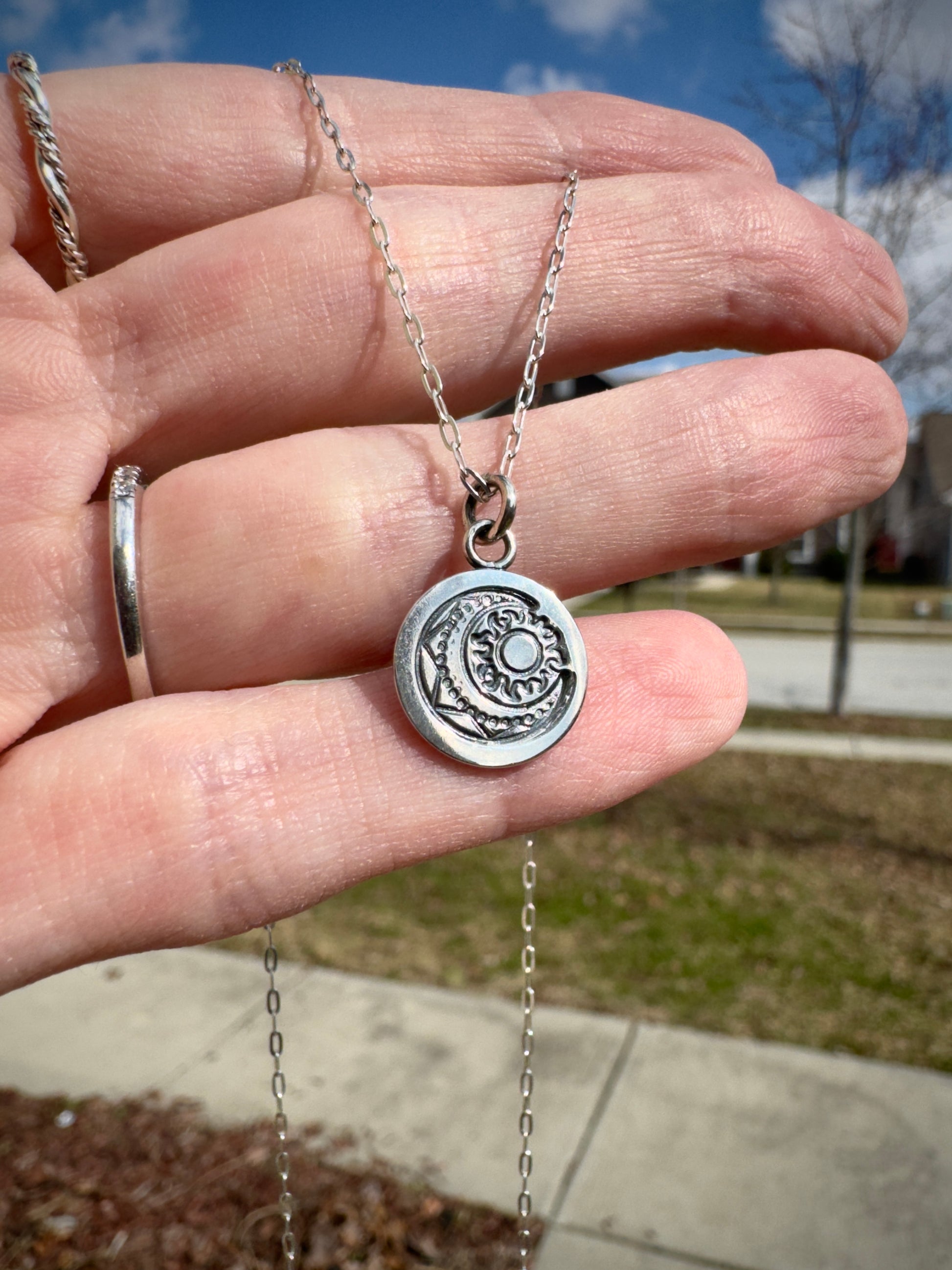 Sterling Silver Solar Eclipse Pendant