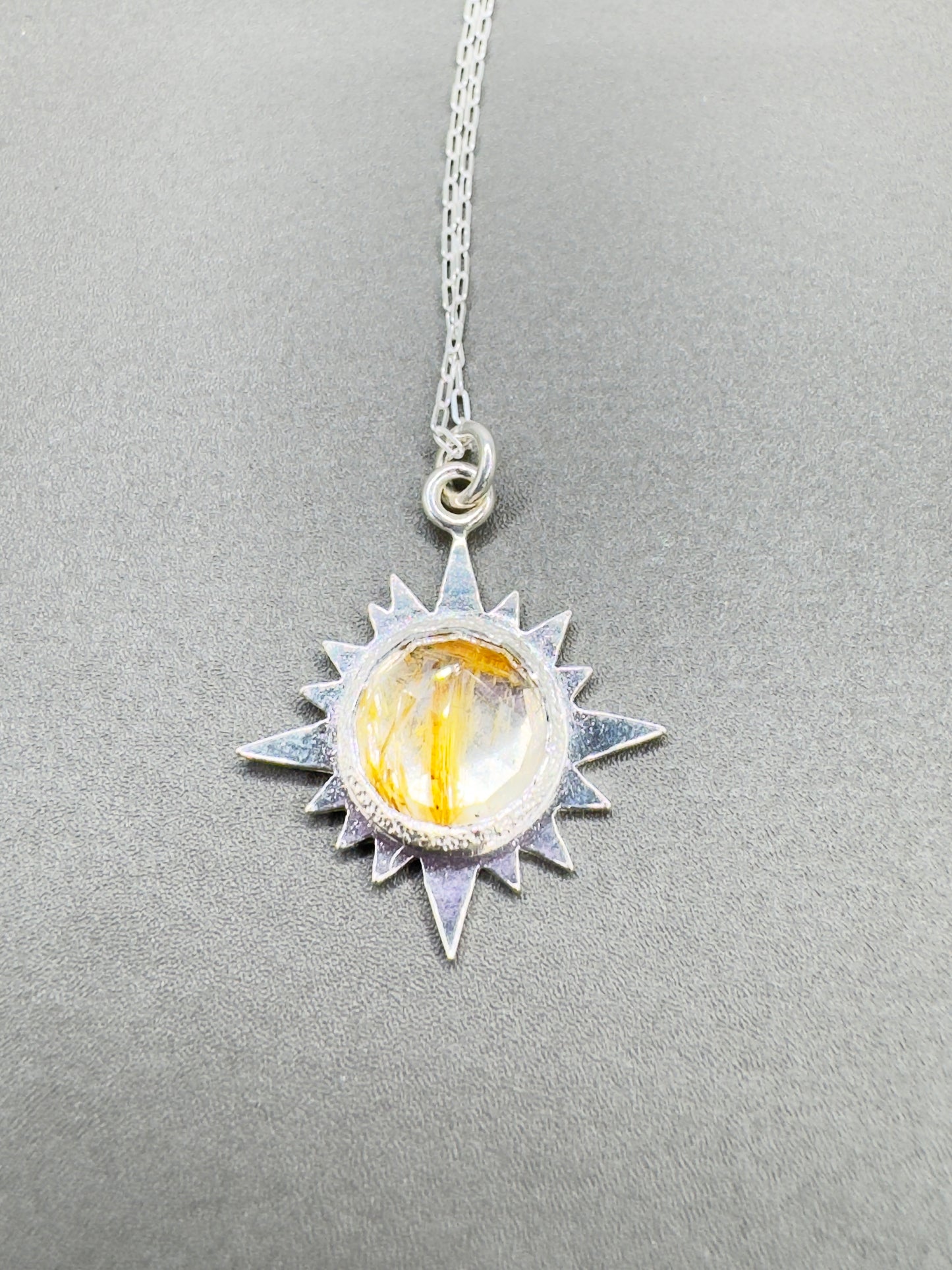 Rutilated Quartz Sterling Silver Eclipse Pendant