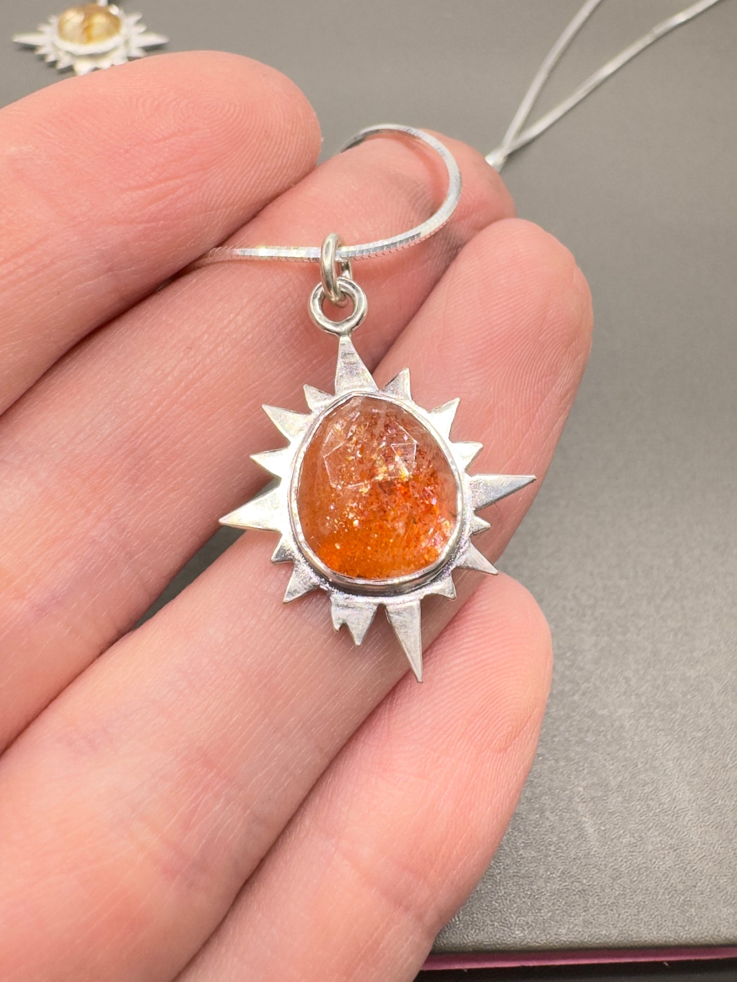 Sunstone Sterling Silver Eclipse Pendant