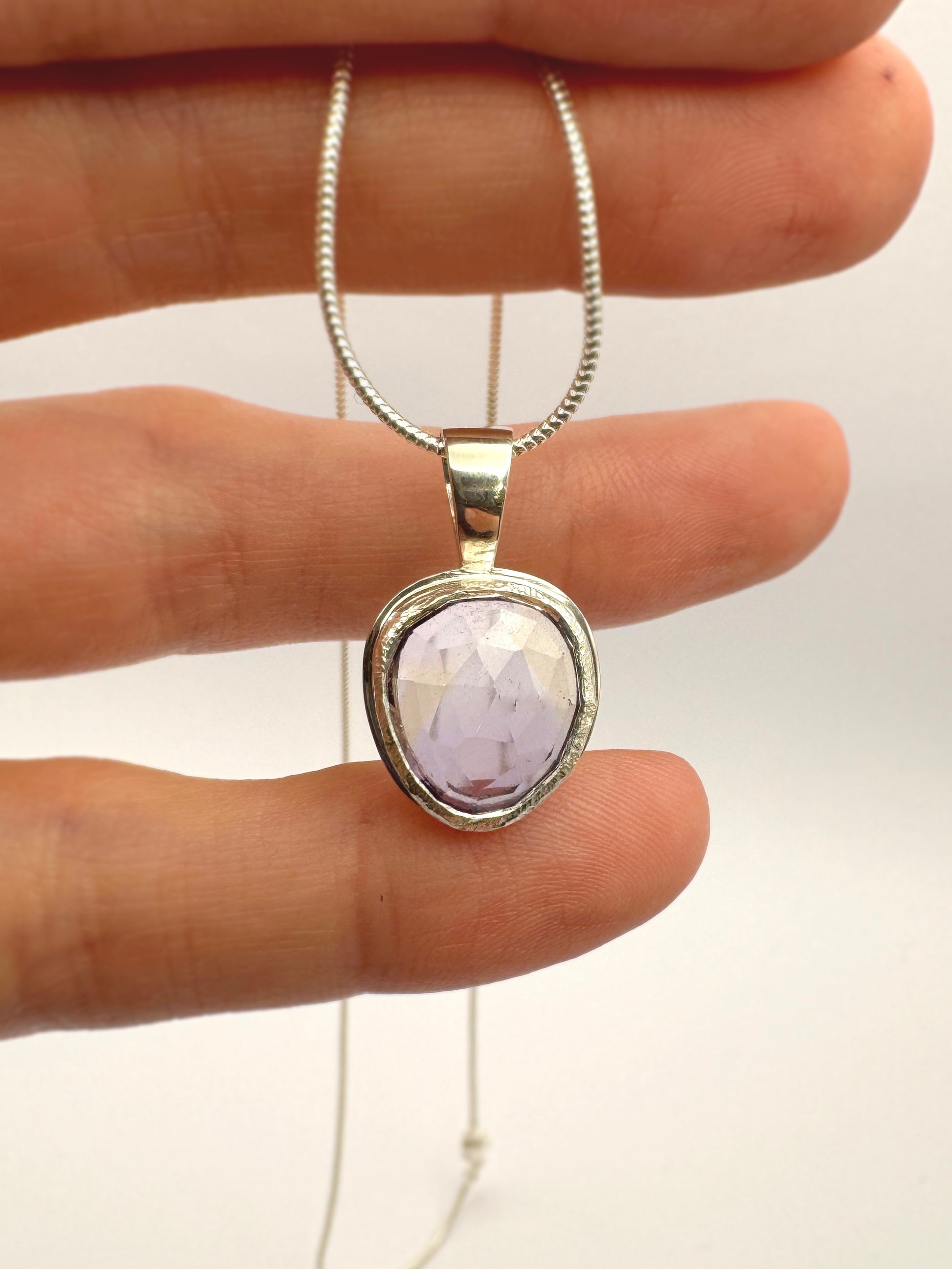 Rose Cut Ametrine Necklace in Sterling and Fine Silver