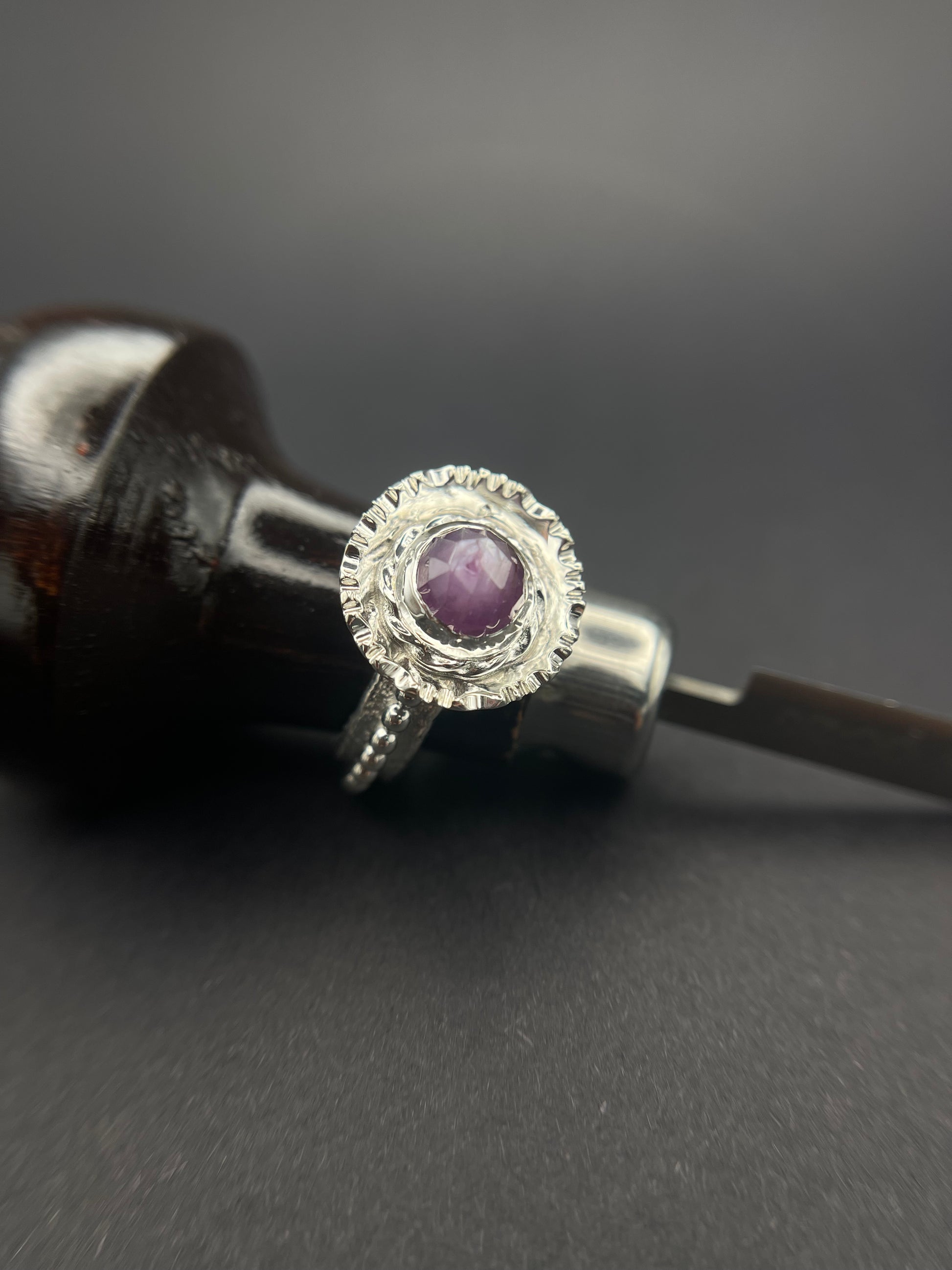 Pink Sapphire Sterling Silver Statement Ring