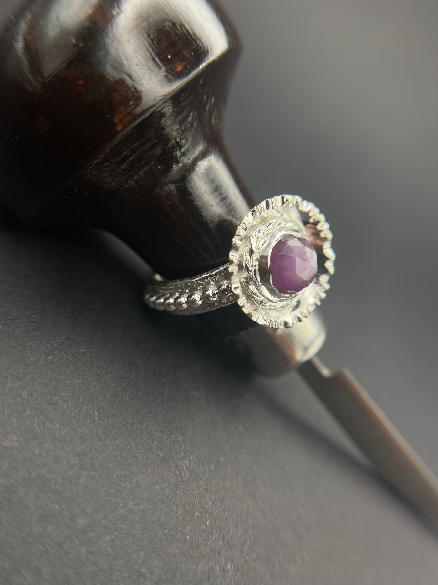 Pink Sapphire Sterling Silver Statement Ring