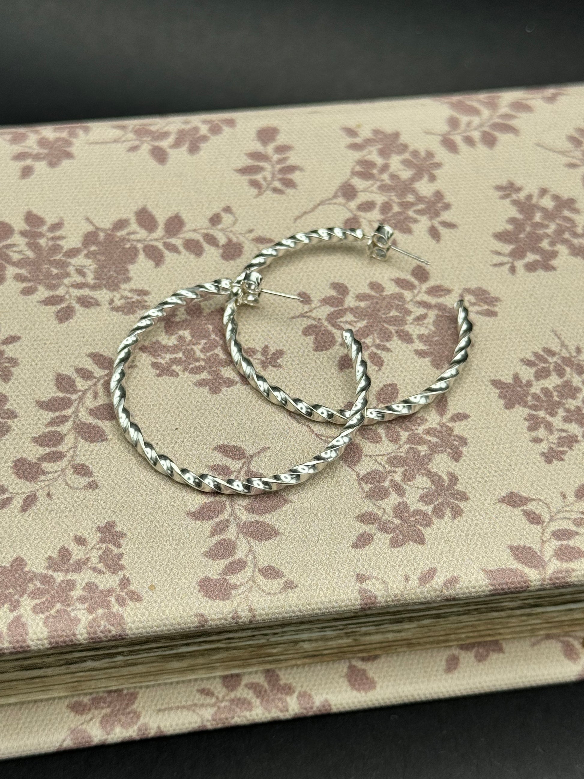 Sterling Silver Twisted Hoop Earrings