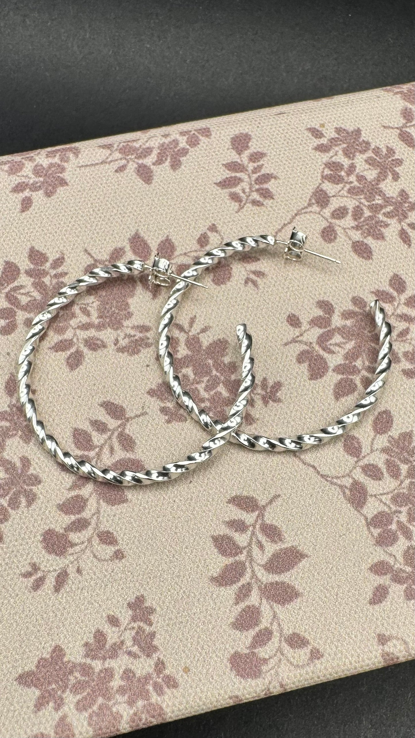 Sterling Silver Twisted Hoop Earrings