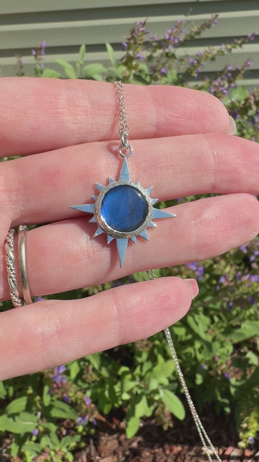 Blue Labradorite Sterling Silver Eclipse Pendant